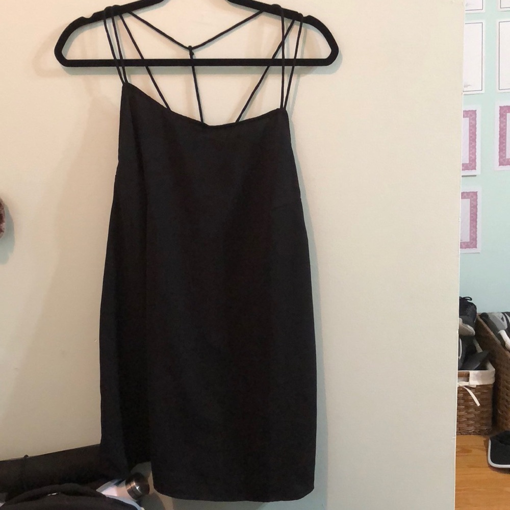 Black cross back mini dress, large
